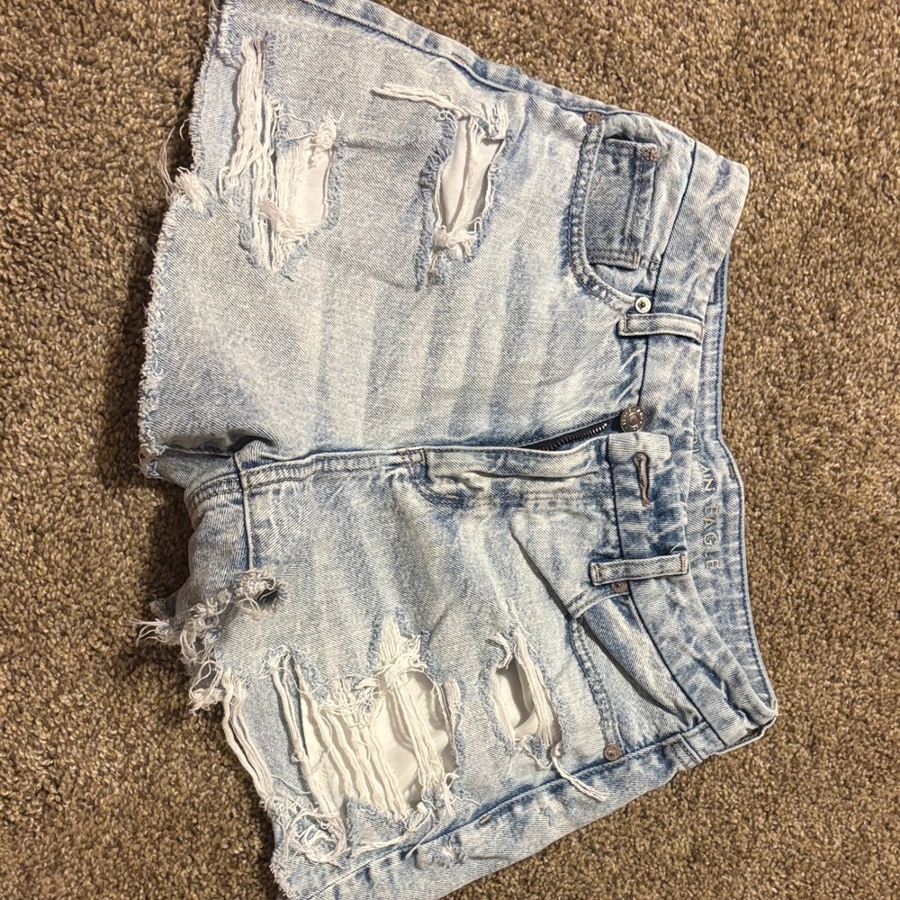 American Eagle Outfitters Ripped Light Wash Jean Shorts